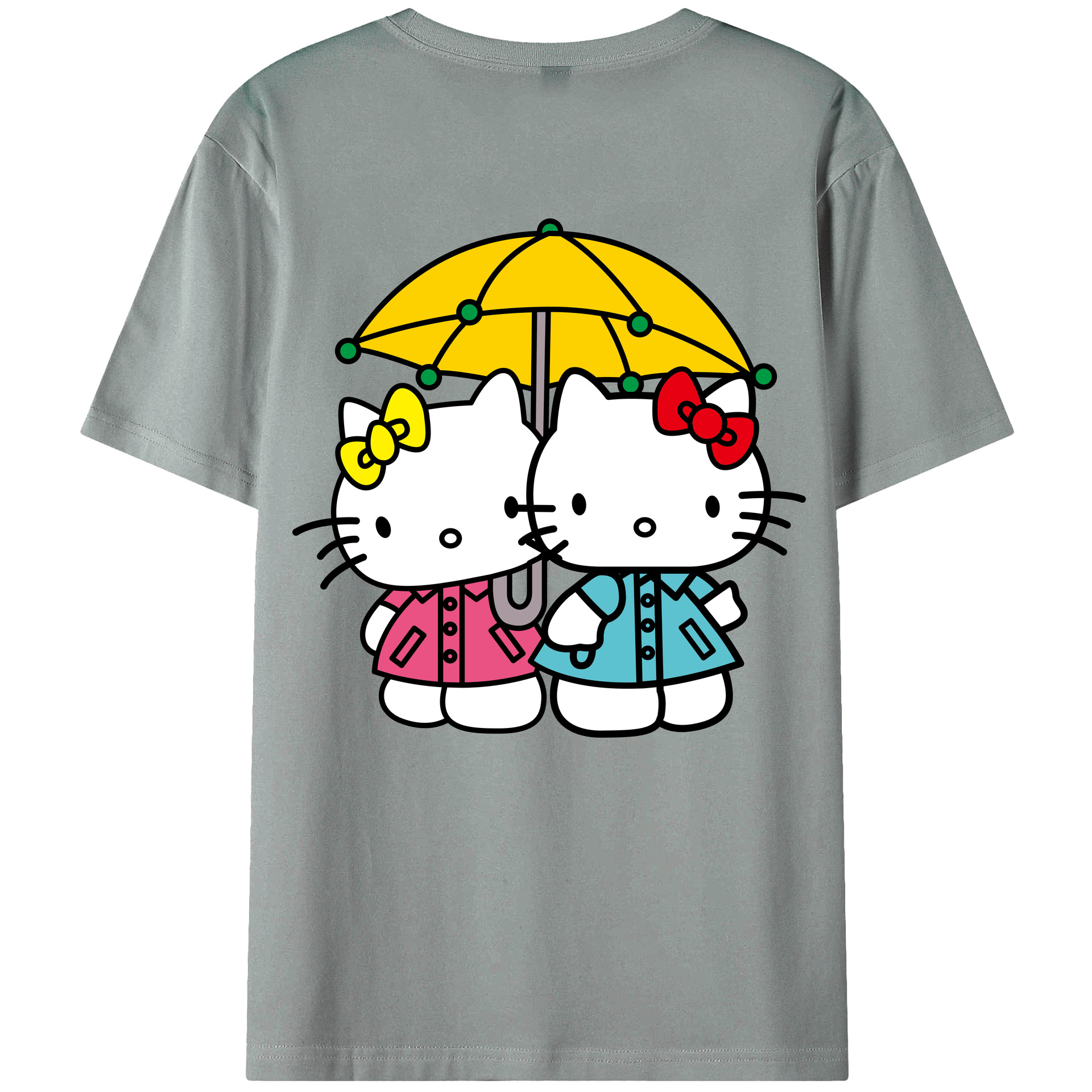 （画像用） Hello Kitty ハローキティ 綿100％ メンズ半袖Tシャツ（バックプリント） 通気性